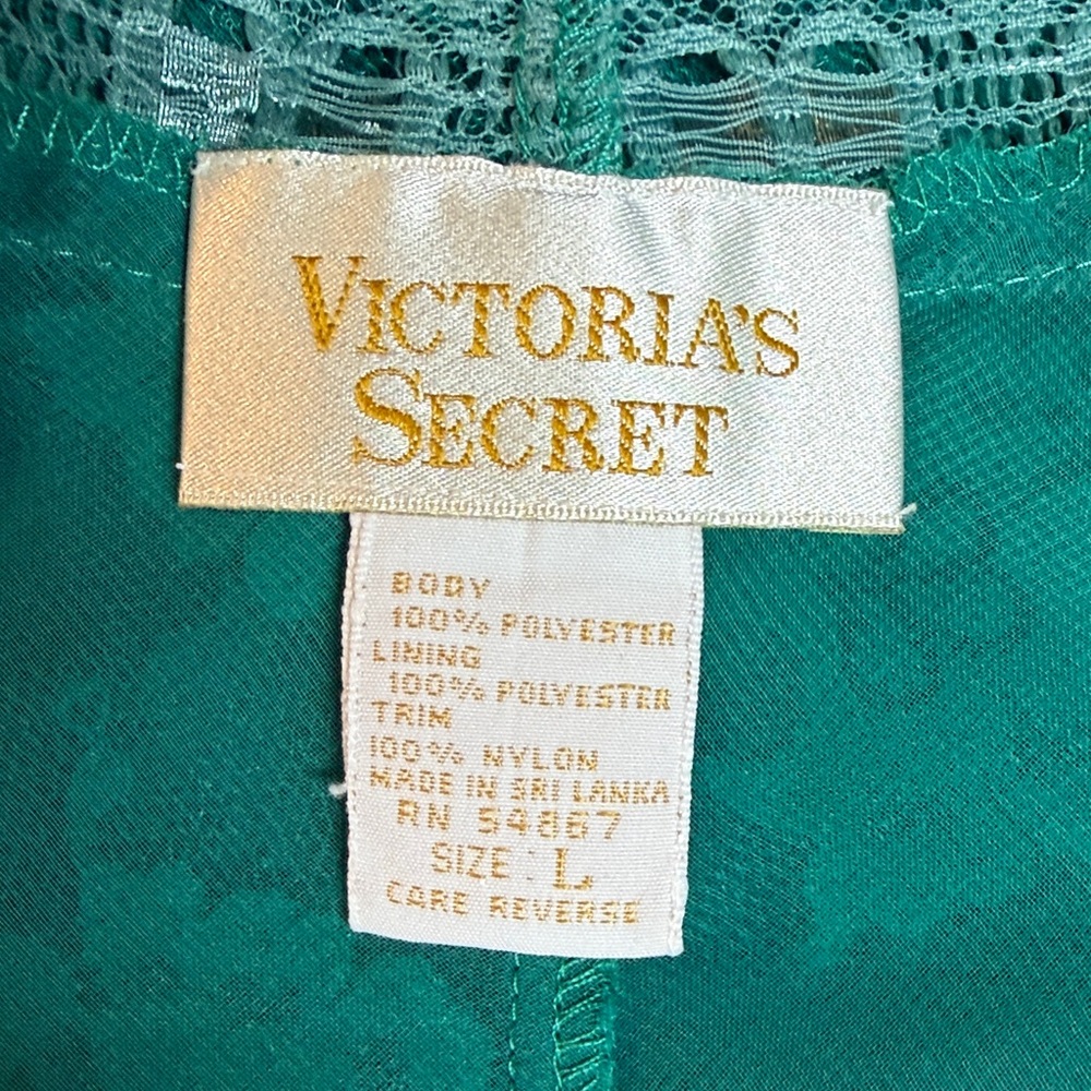 Victoria Secret Robe & Teddy Gold Label Vintage Elegant Teal Lace Belt Size L - Picture 12 of 12